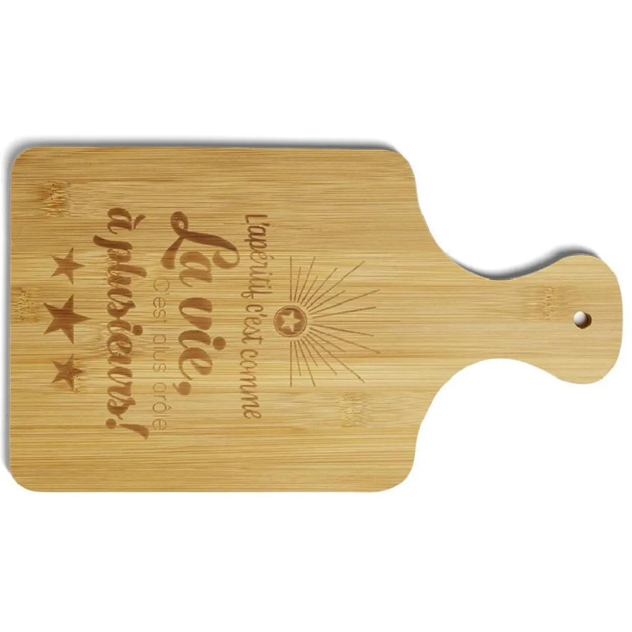 Planche à découper bambou L'apéritif c'est comme la vie 33x18,5cm