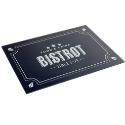 Planche à découper en verre design Bistrot noir blanc