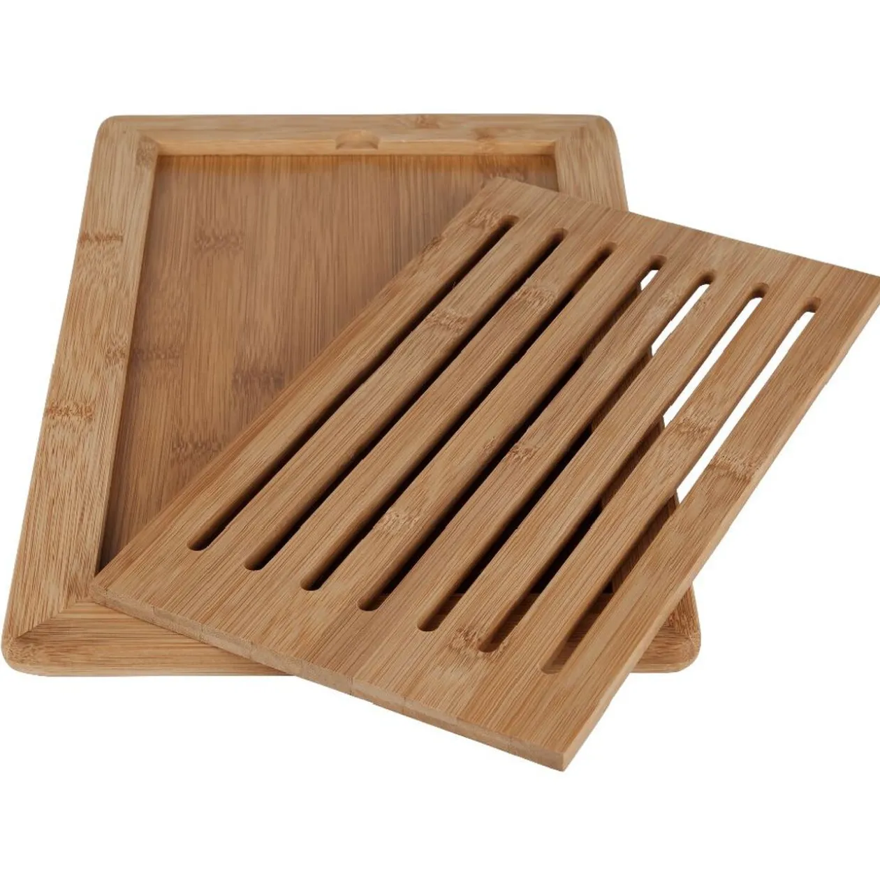 Planche à pain en bambou avec récupérateur de miettes 38x34x H1,5cm