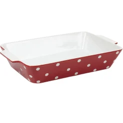 Plat à four rectangulaire rouge à pois blancs