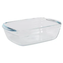 Plat à four rectangulaire en verre couvercle plastique