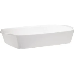 Plat à four rectangulaire blanc grès