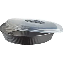 Plat à gâteau transportable forme rond gris