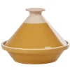 Plat à tajine en faïence jaune moutarde et blanc ivoire