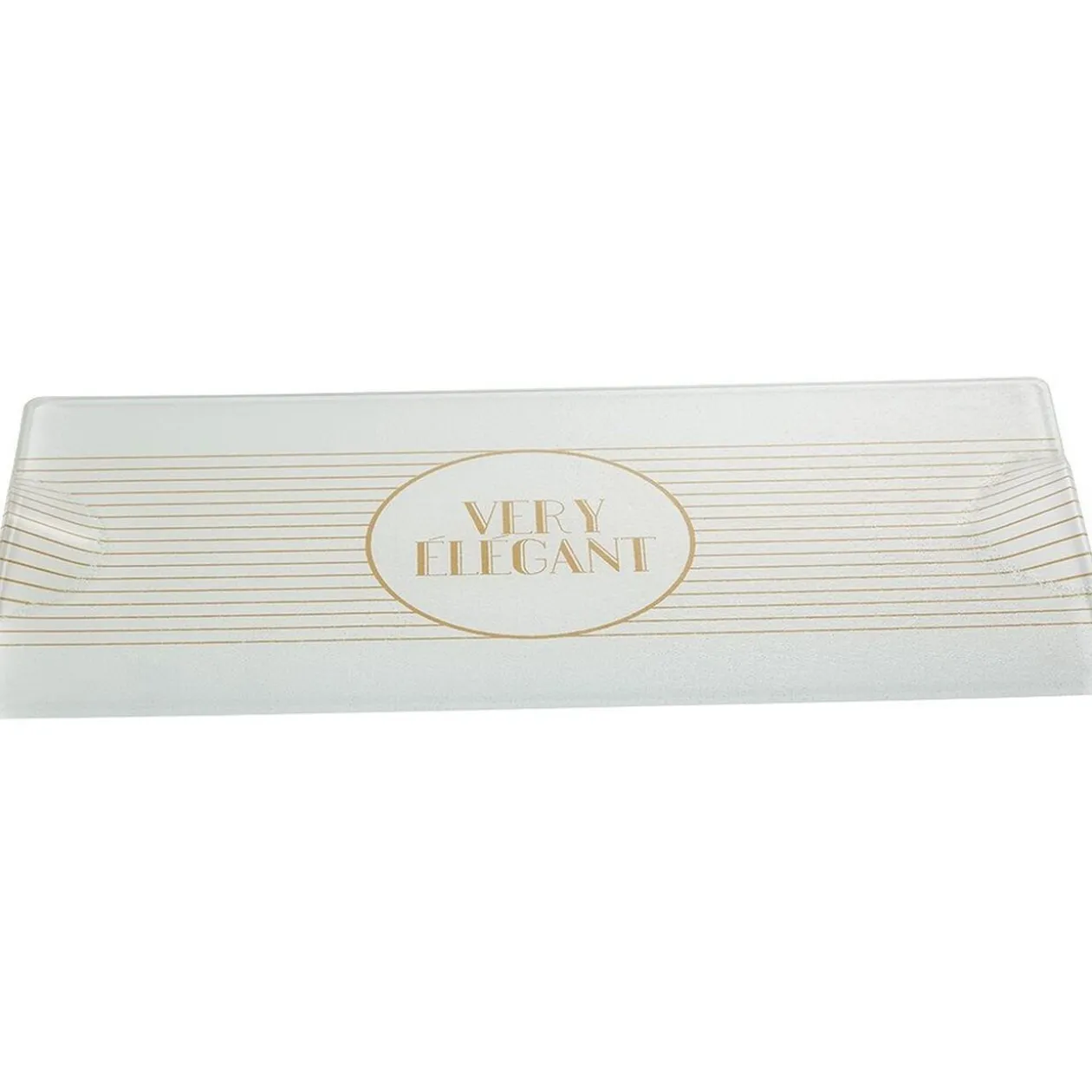 Plat rectangulaire blanc et doré