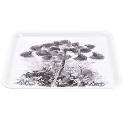 Plateau carré mélaminé motif arbre gris et blanc 33x33cm