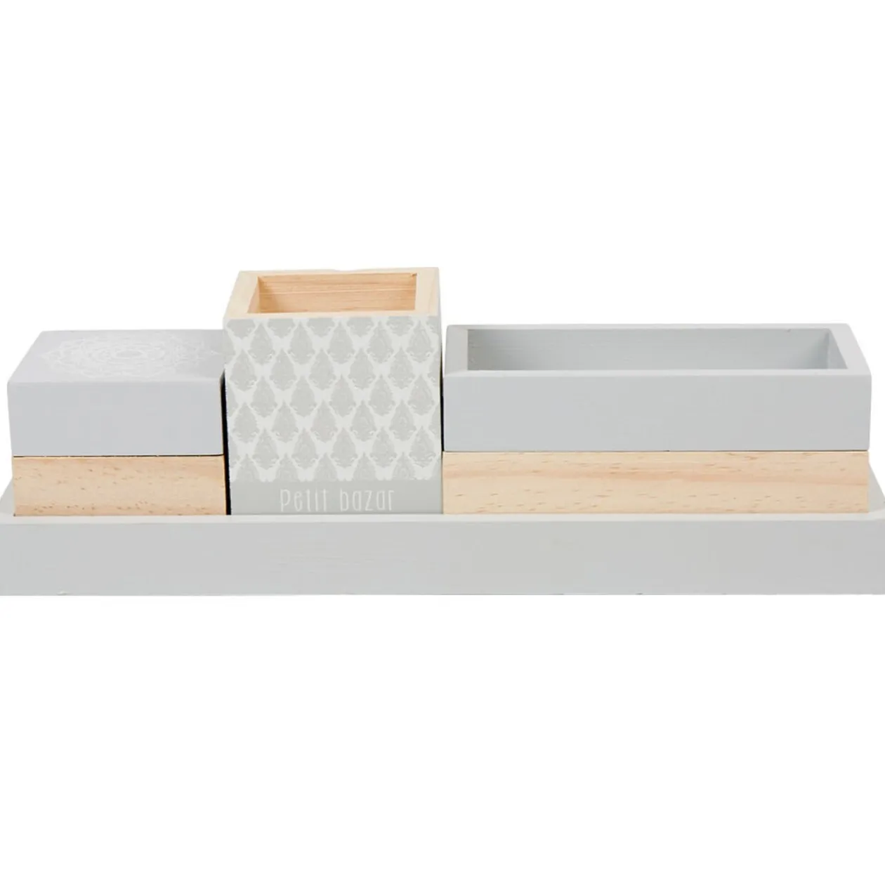 Plateau de rangement déco bois gris naturel