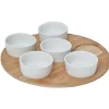 Plateau de service avec 6 coupelles blanches