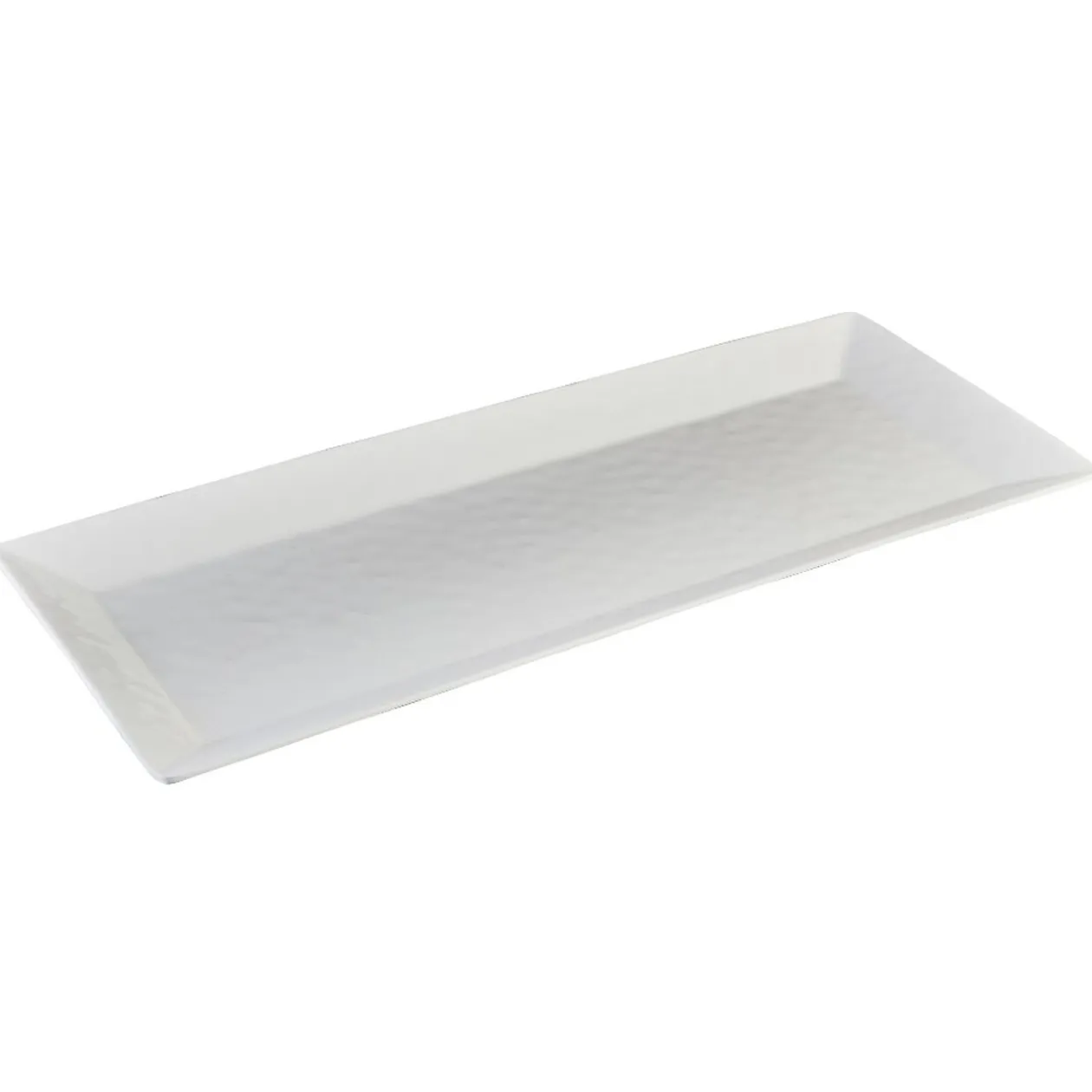 Plateau de service rectangulaire martelé blanc