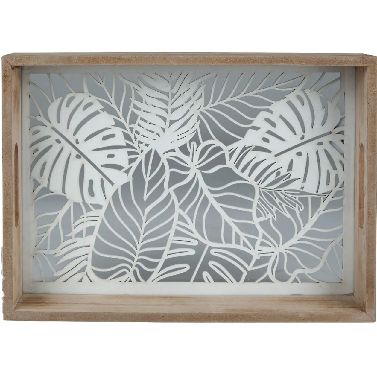 Plateau en verre et bois