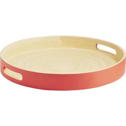 Plateau rond en bambou coloré
