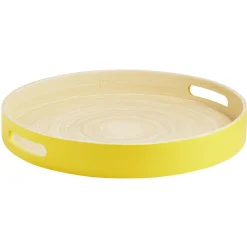 Plateau rond en bambou coloré