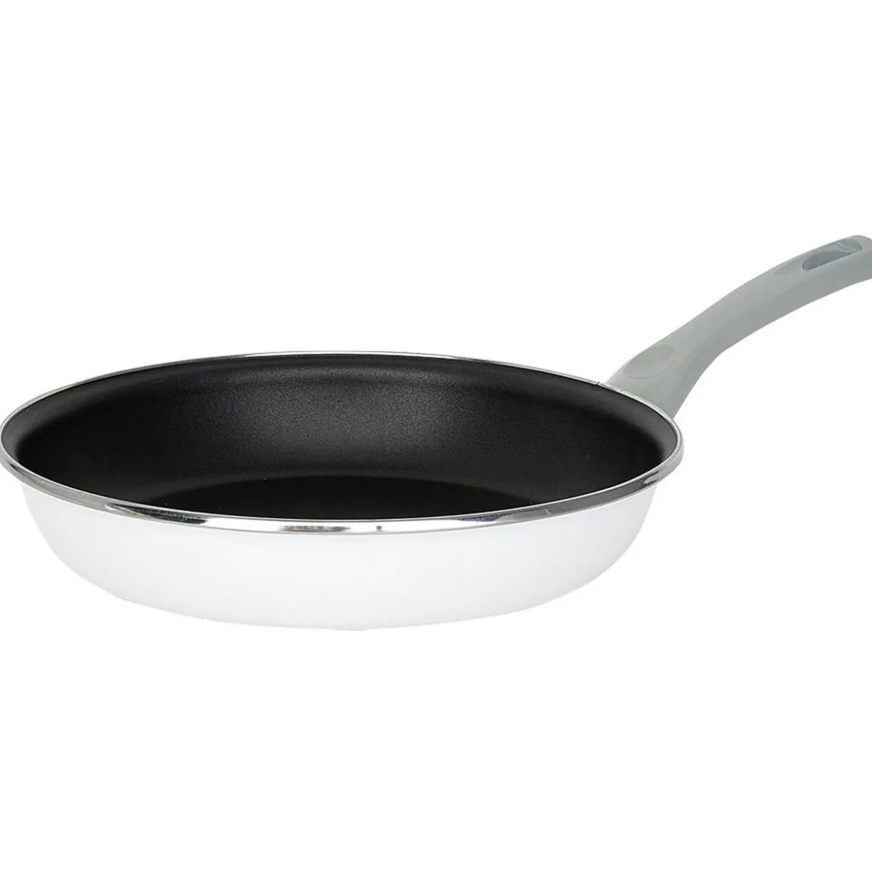 Poêle anti adhérente acier émaillé noir et blanc Ø28cm