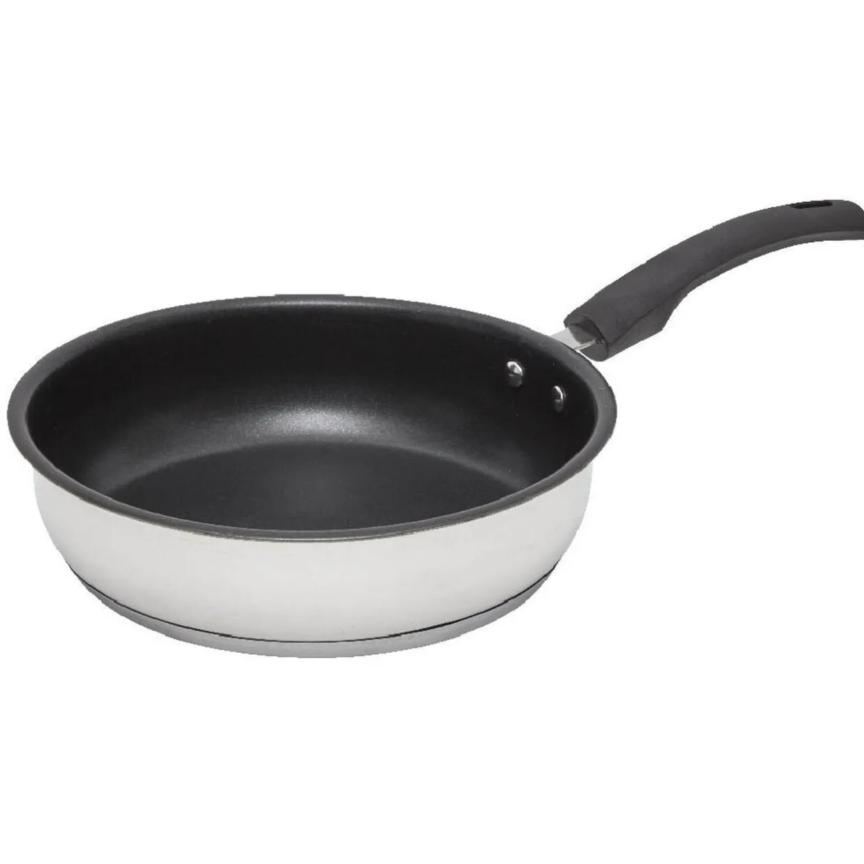Poêle anti adhésive inox poignée bakélite noire