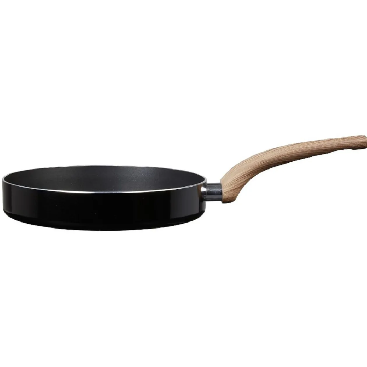 Poêle noire manche effet bois Ø 24