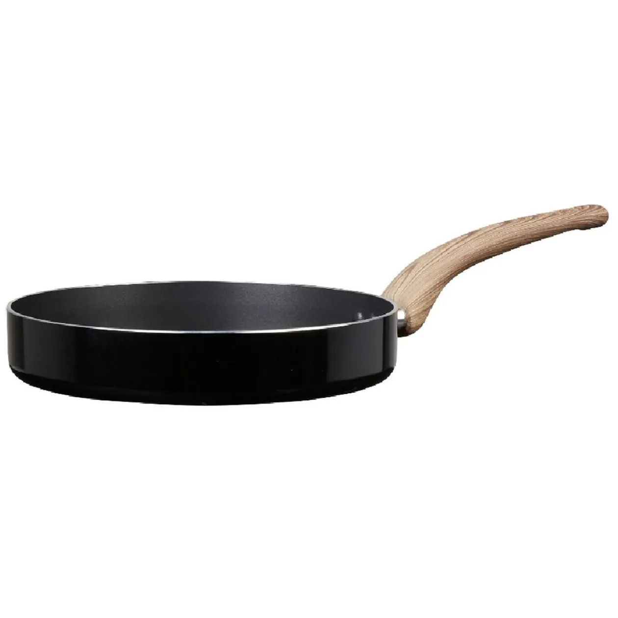 Poêle noire manche effet bois Ø 24