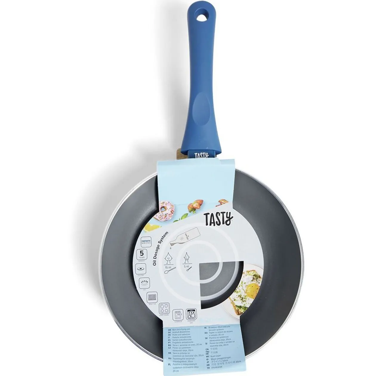 Poêle tous feux Ø28cm aluminium gris et bleu