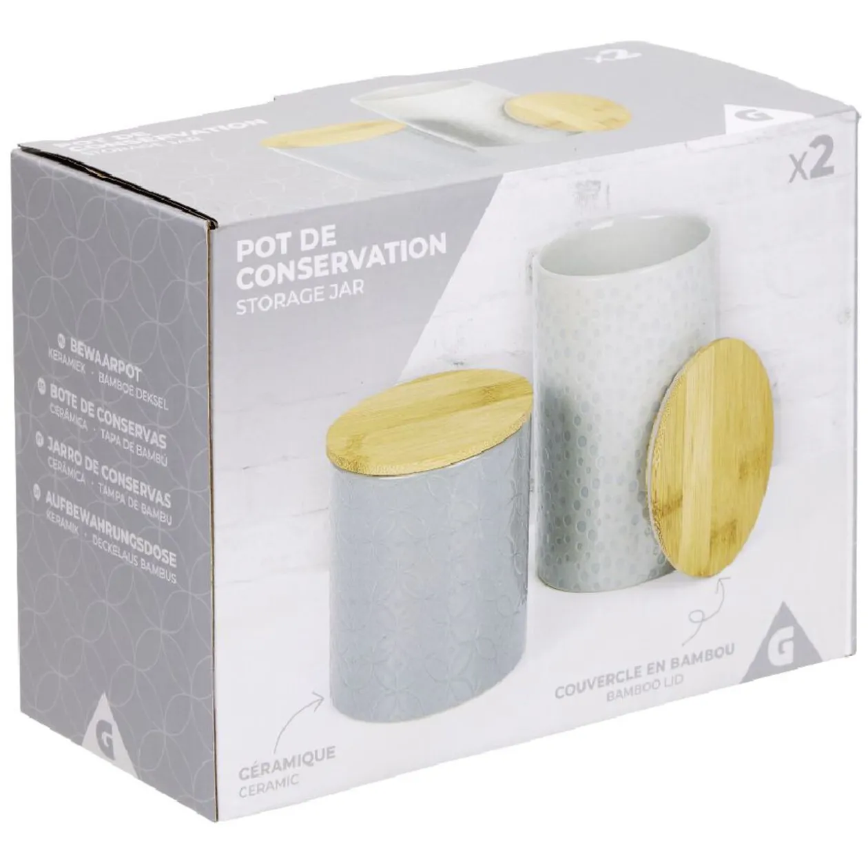 Pot de conservation design carreau de ciment et point relief x2