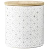 Pot en céramique blanc à motif gris avec couvercle en bois H10,5 cm