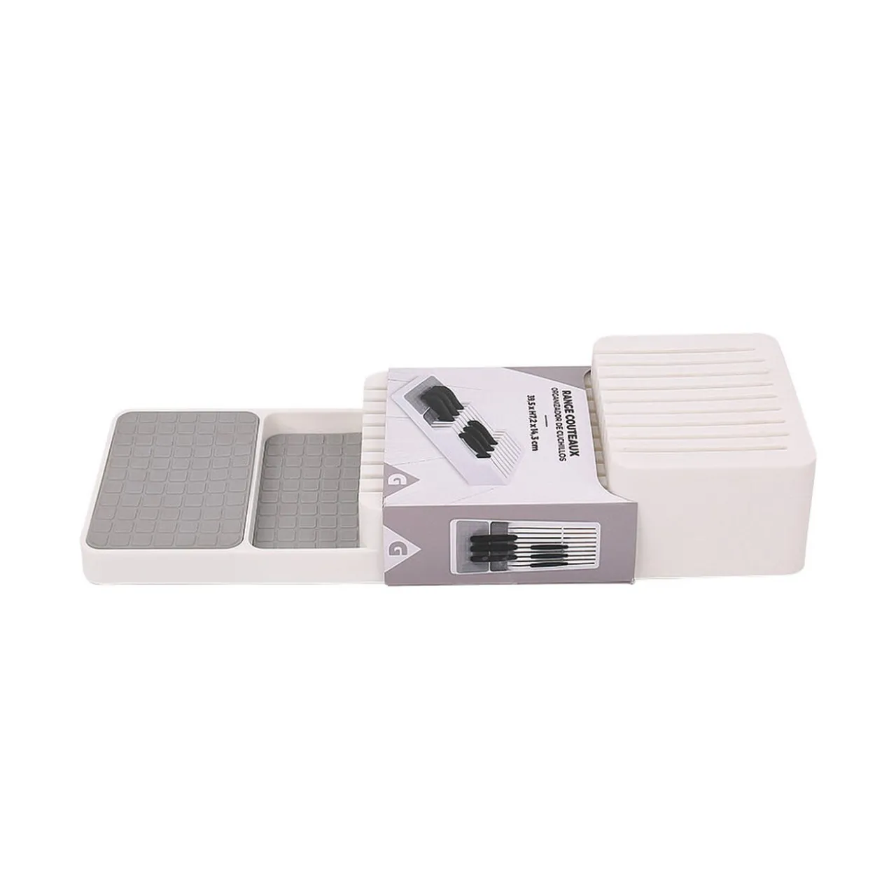 Range couteau gris et blanc
