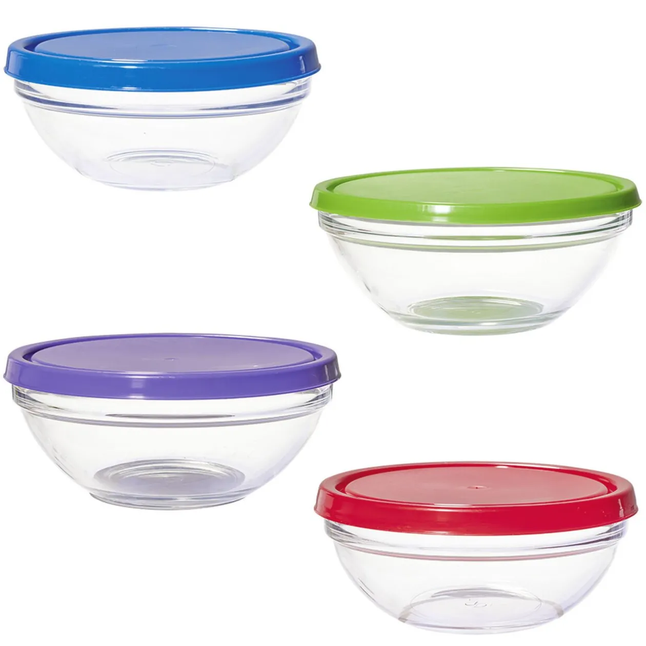 Saladier en verre x4 avec couvercle