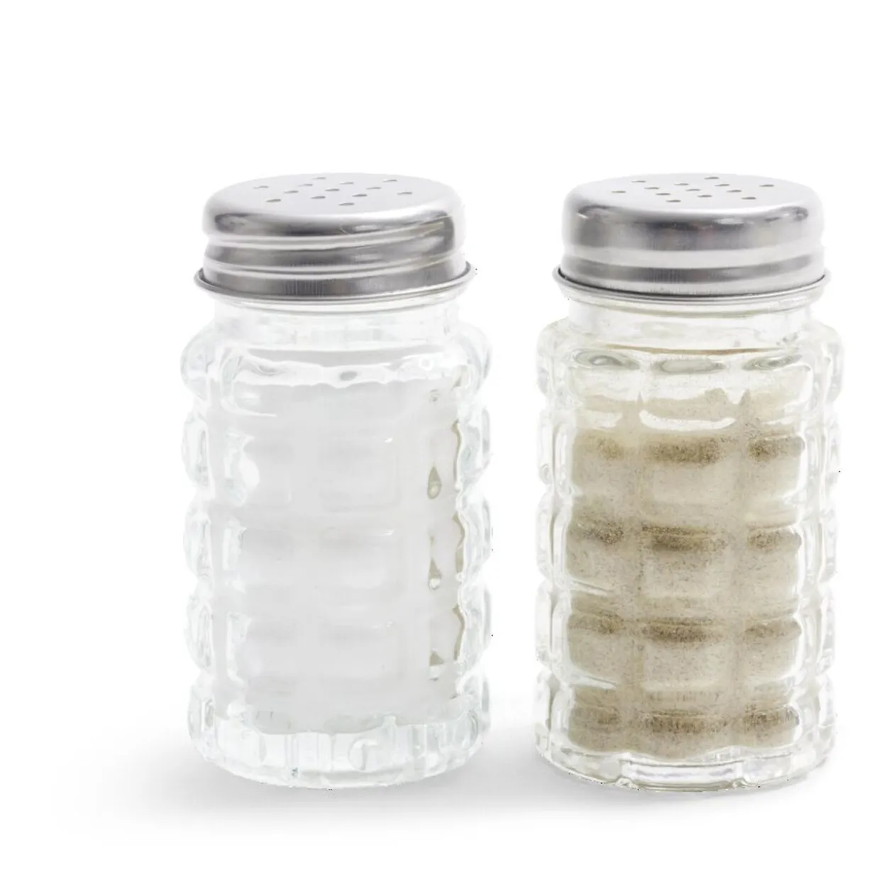 Salière et poivrière de table en verre et inox 50ml