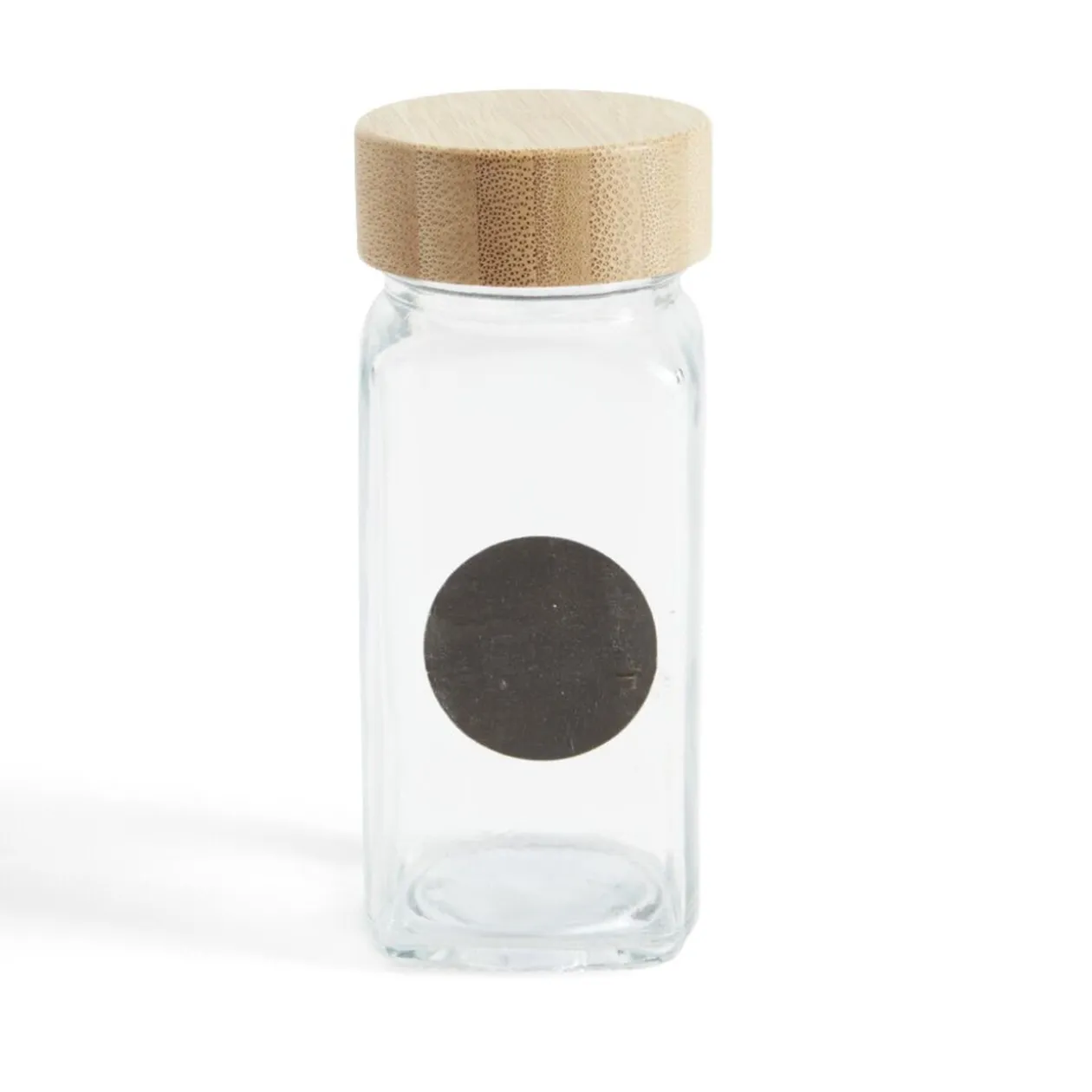 Salière/poivrière en verre et bambou 4,5x4,5xH10,5cm