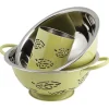 Set passoire, saladier, porte-ustensiles vert design feuille