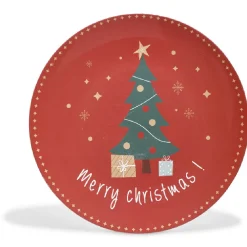 Sous assiette décoration rouge motif sapin "Merry Christmas"