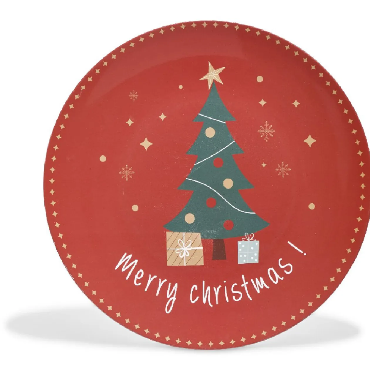 Sous assiette décoration rouge motif sapin "Merry Christmas"