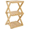 Étagère 3 niveaux pliable bambou naturel 22,1xH35,5x18,3cm