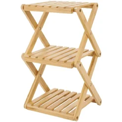 Étagère 3 niveaux pliable bambou naturel 22,1xH35,5x18,3cm