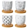 Tasse à café avec sous-tasse en bois x4