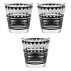 Verre bas motif graphique noir gris x 3