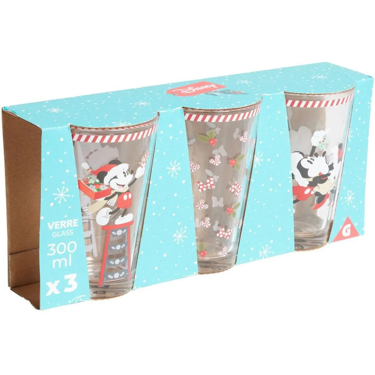 Verre Disney Noël Mickey Minnie 30cl x3